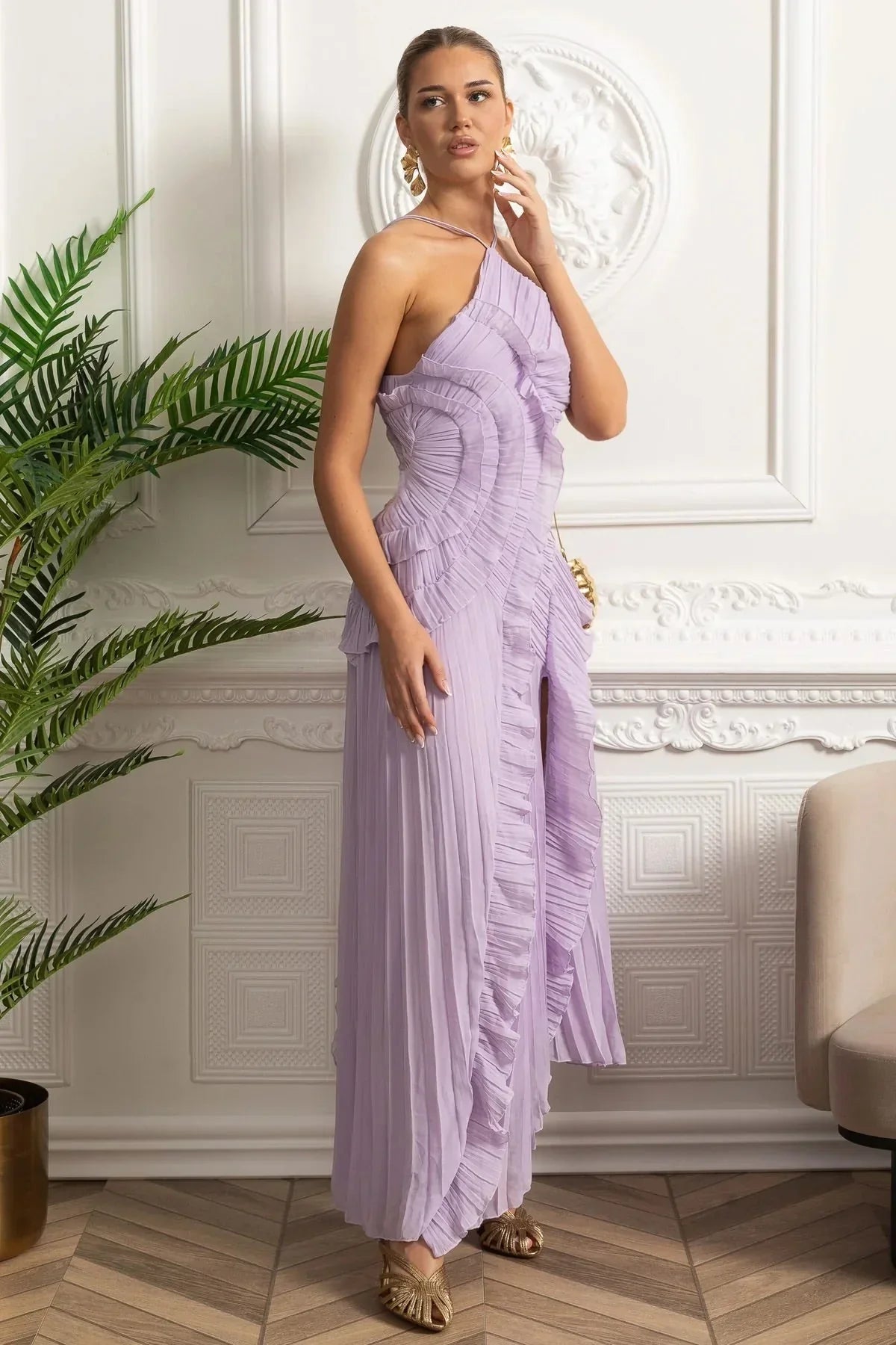 Liose Pileli Premium Midi Elbise