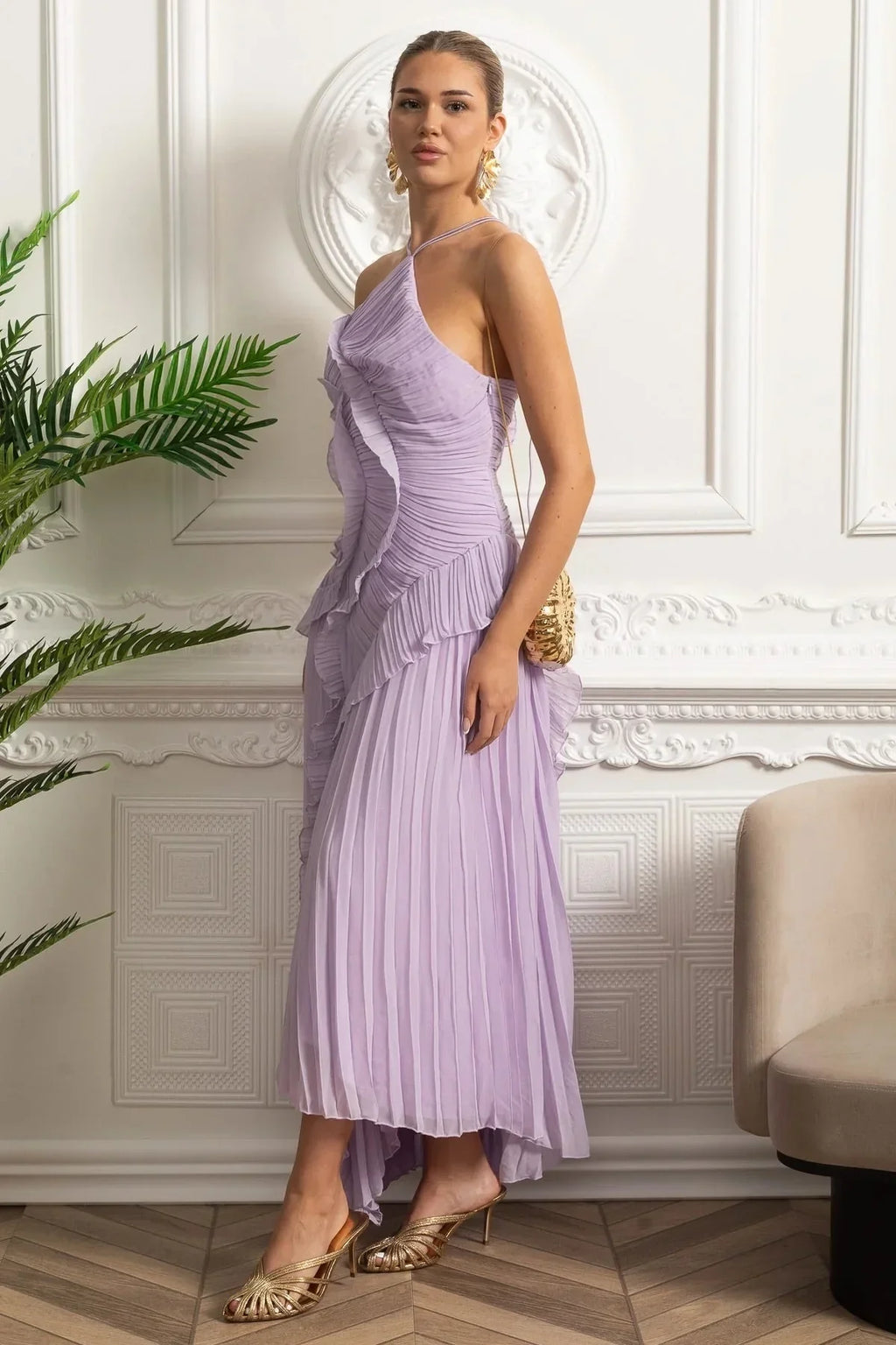 Liose Pileli Premium Midi Elbise