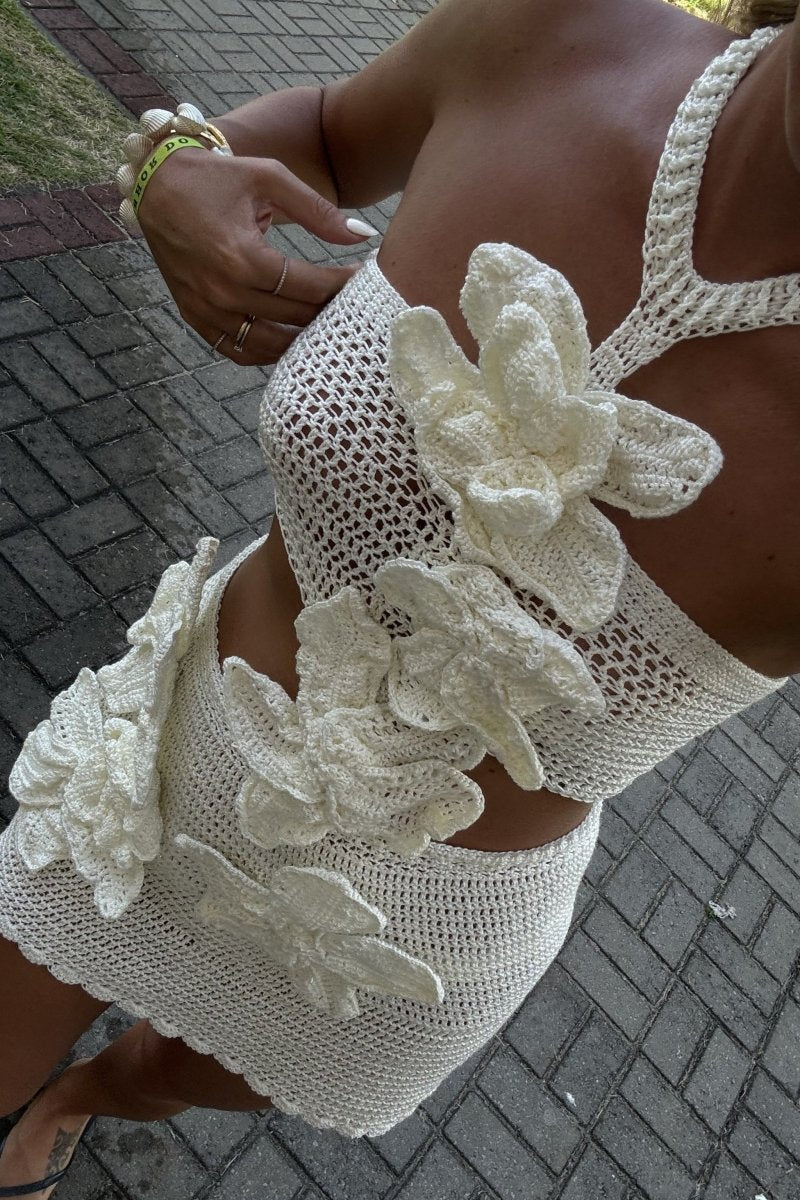 Martha Halter Örme Çiçekli Mini Elbise